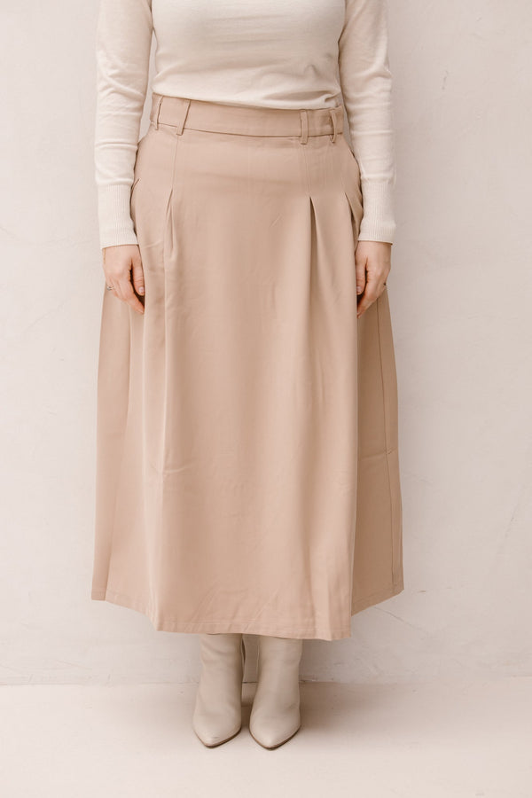 Sara rok plooien beige - Bij Keesje - Bij Keesje