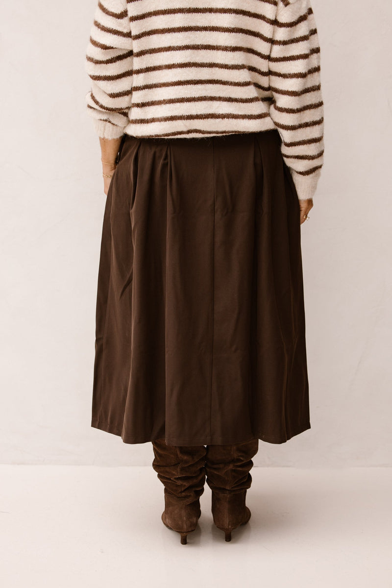 Sara rok plooien bruin - Bij Keesje - Bij Keesje