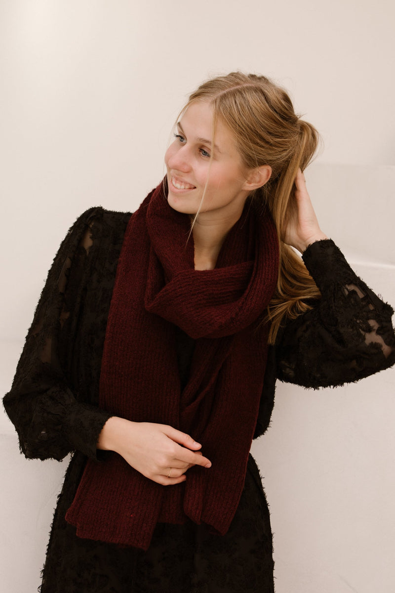 Sarlini Ladies Knit Scarf Burgundy Melange - Bij Keesje - Sarlini
