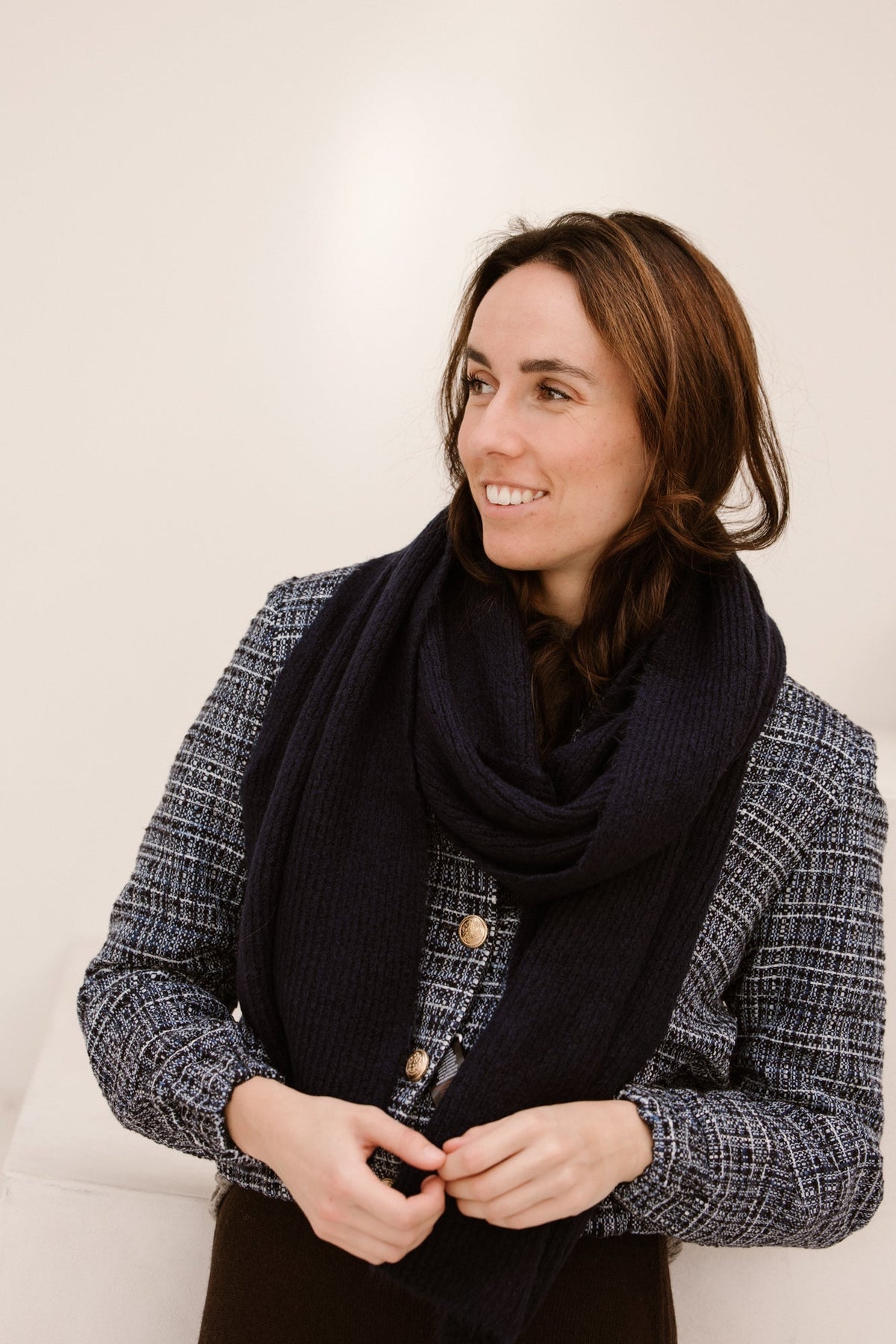 Sarlini Ladies Knit Scarf Navy Melange - Bij Keesje - Sarlini