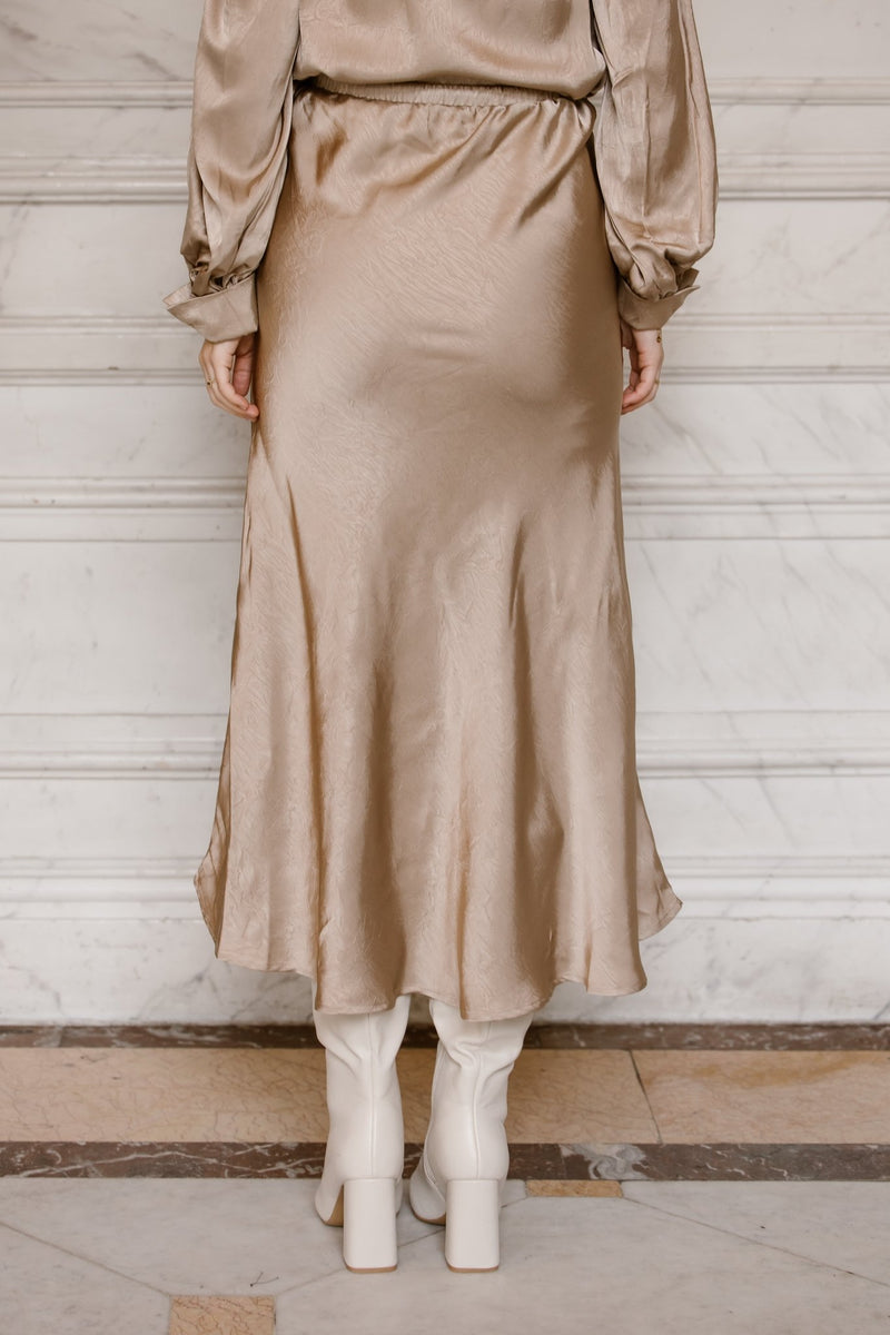 Satin look skirt beige - Bij Keesje - Bij Keesje