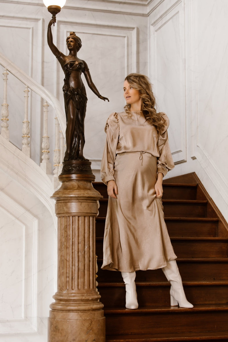 Satin look skirt beige - Bij Keesje - Bij Keesje