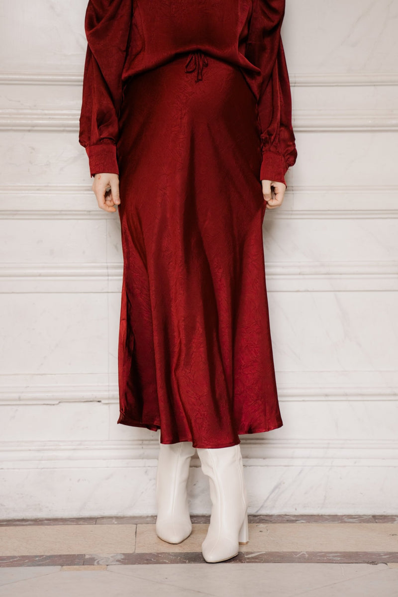 Satin look skirt bordeaux - Bij Keesje - Bij Keesje