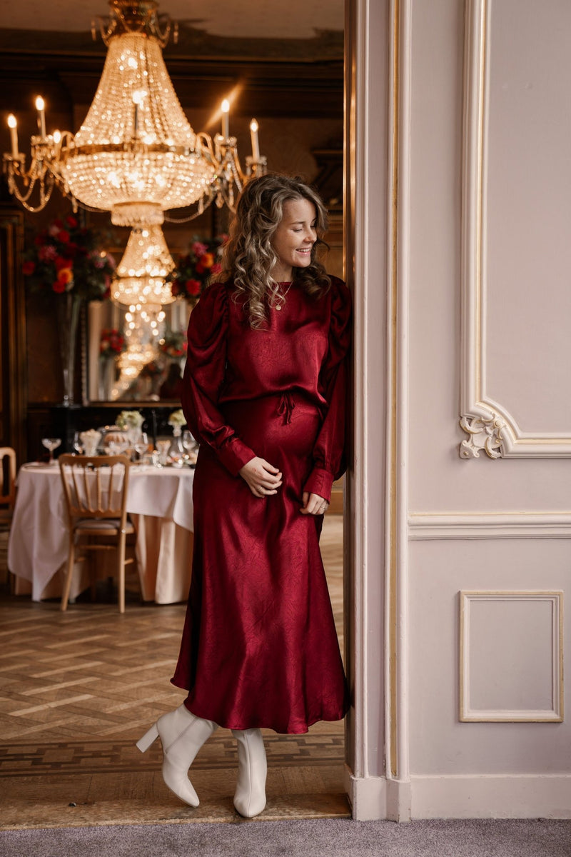 Satin look skirt bordeaux - Bij Keesje - Bij Keesje