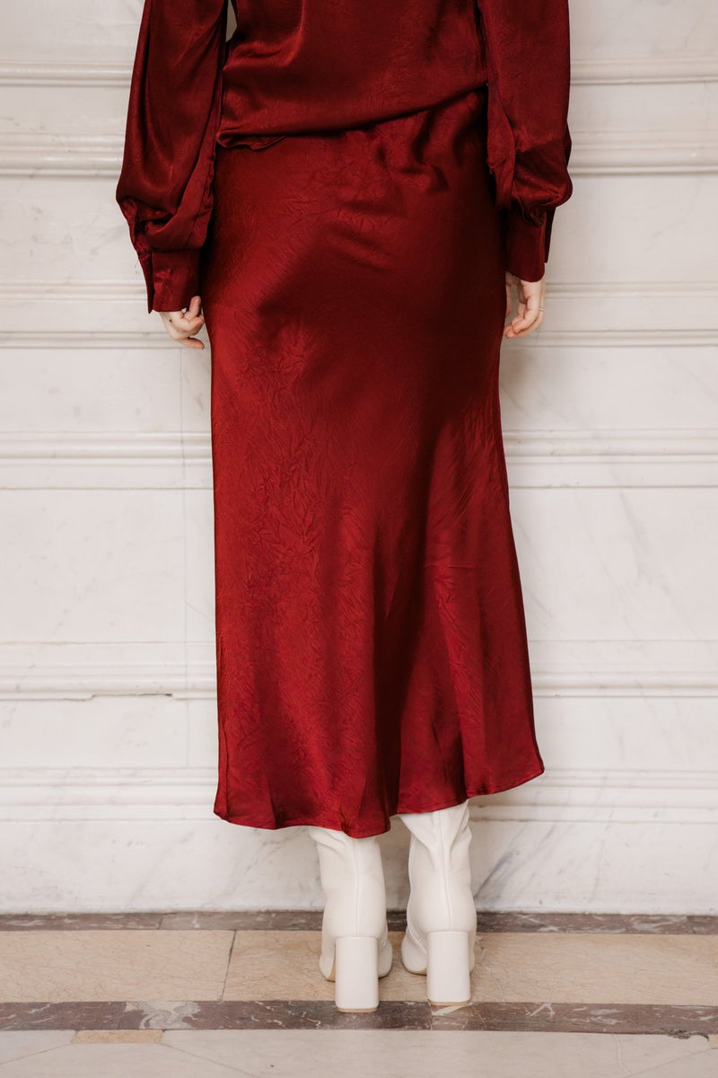 Satin look skirt bordeaux - Bij Keesje - Bij Keesje