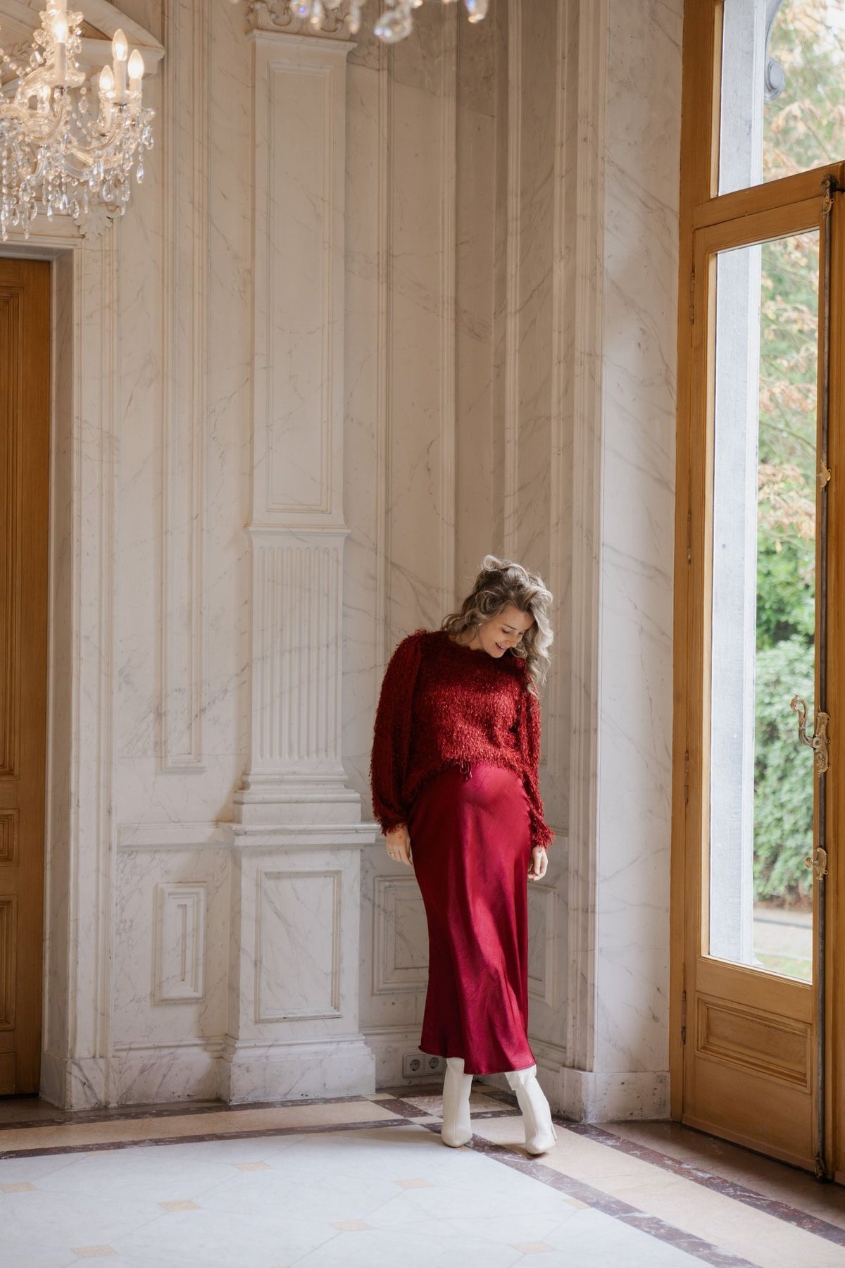 Satin look skirt bordeaux - Bij Keesje - Bij Keesje