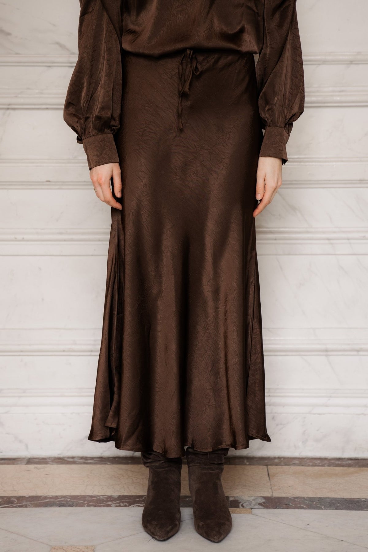 Satin look skirt brown - Bij Keesje - Bij Keesje