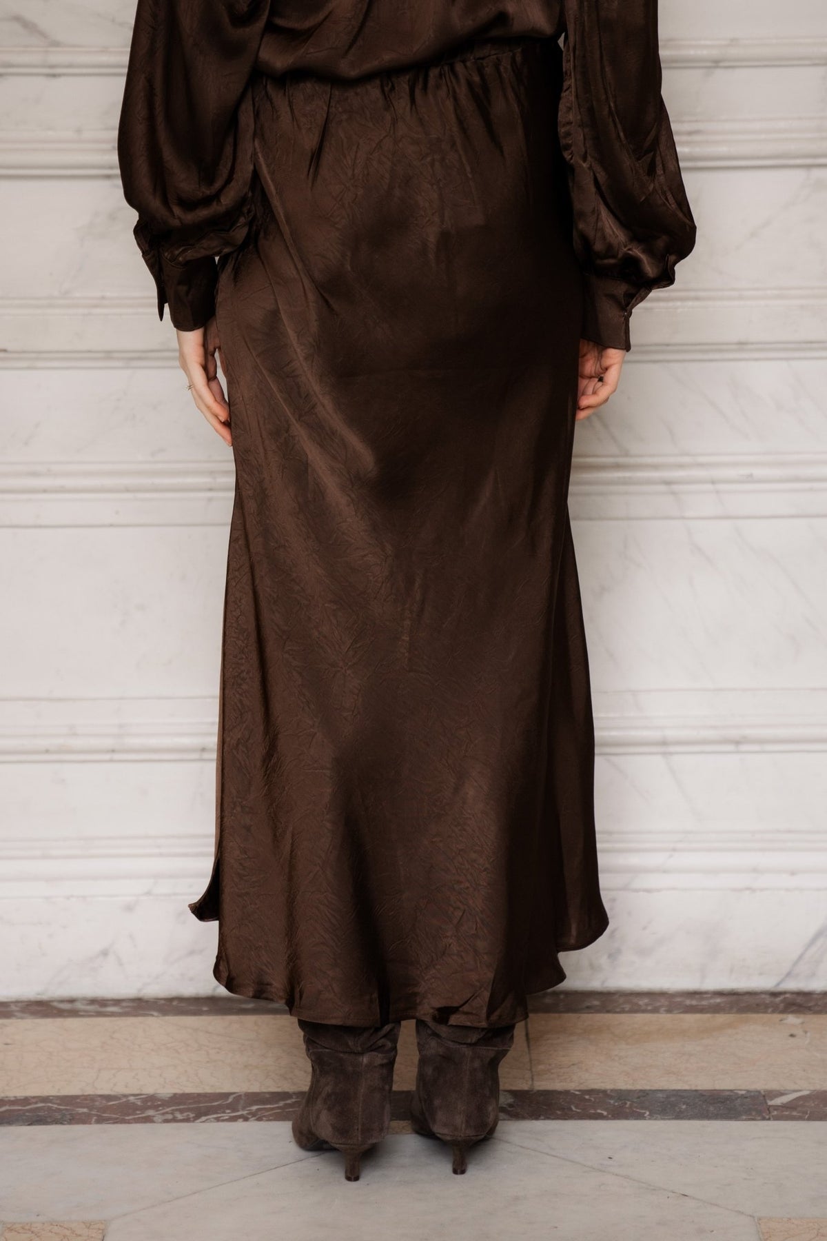 Satin look skirt brown - Bij Keesje - Bij Keesje