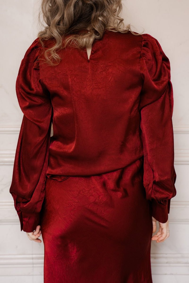 Satin look top bordeaux - Bij Keesje - Bij Keesje