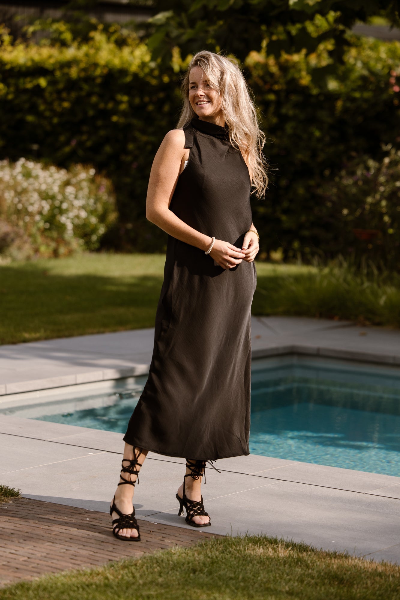 Satin maxi dress black - Bij Keesje - Bij Keesje - Jurk