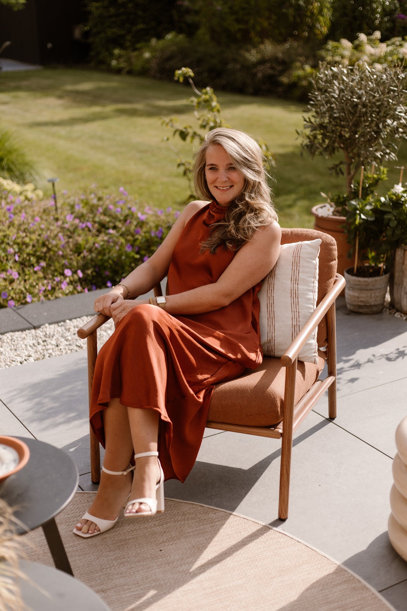 Satin maxi dress brique - Bij Keesje - Bij Keesje - Jurk