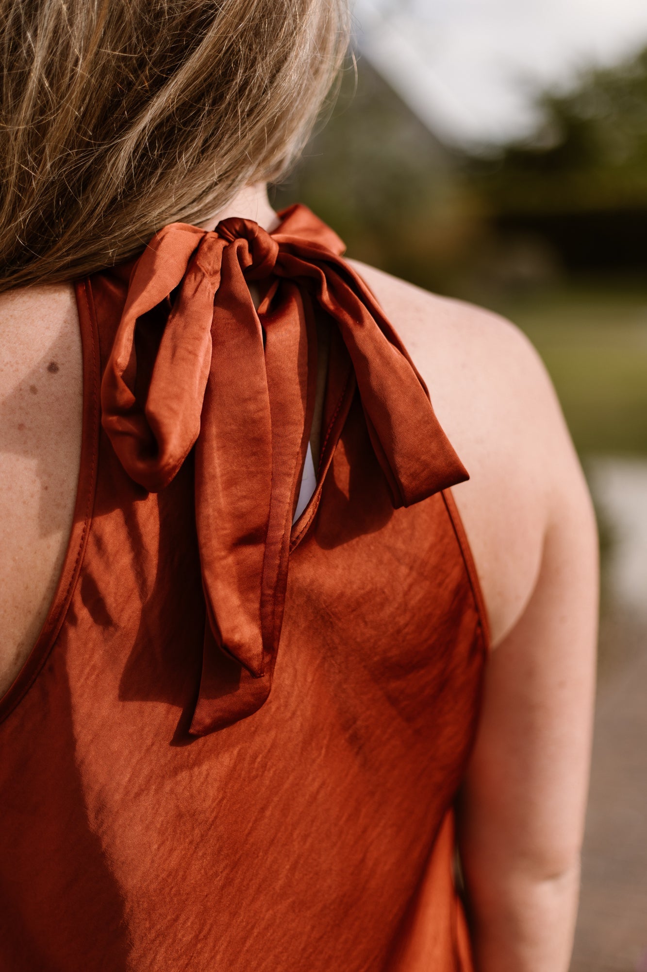 Satin maxi dress brique - Bij Keesje - Bij Keesje - Jurk