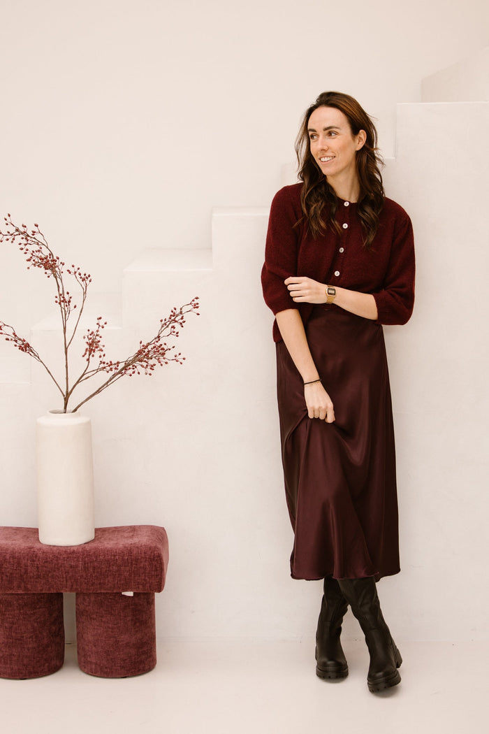 Satinlook skirt burgundy - Bij Keesje - Bij Keesje