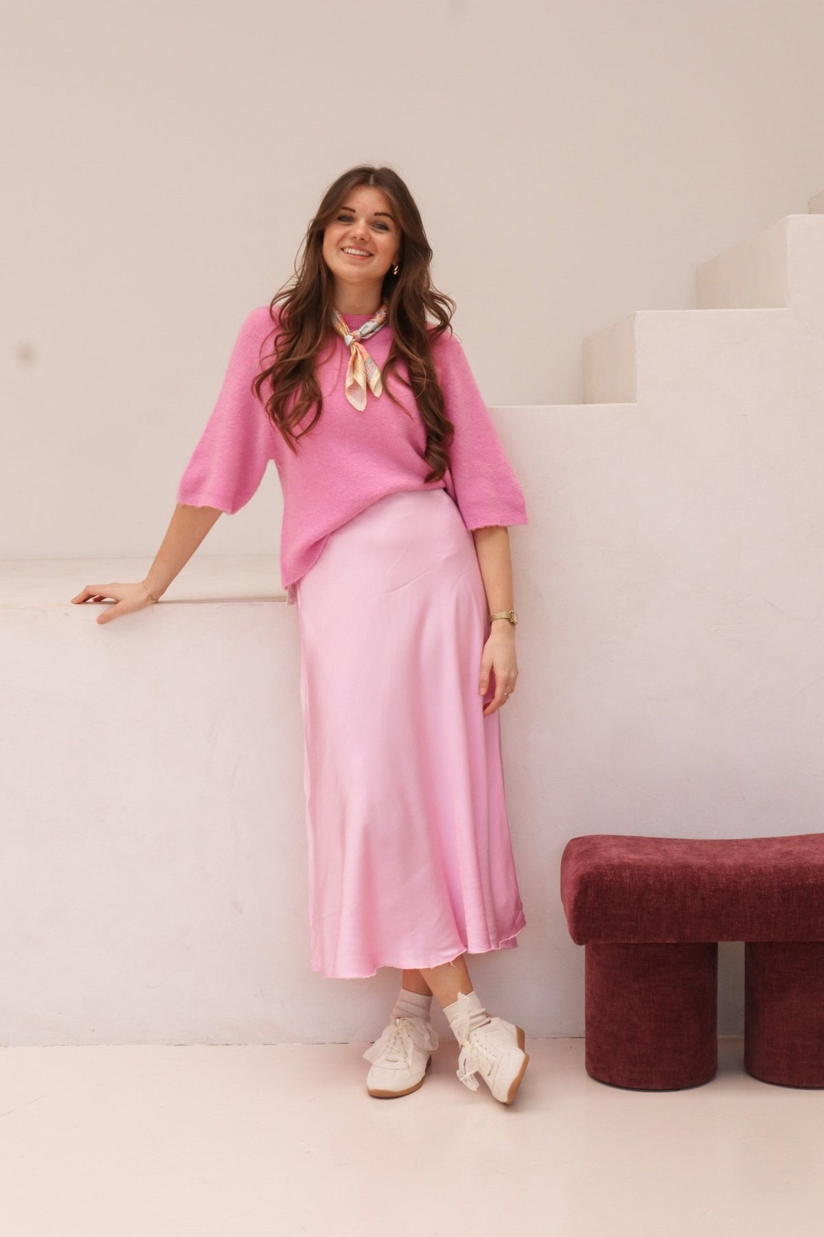 Satinlook skirt pink - Bij Keesje - Bij Keesje - rok