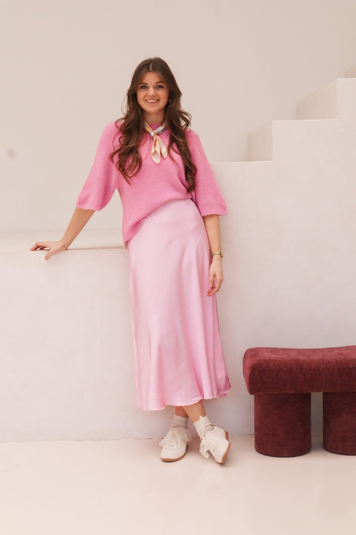 Satinlook skirt pink - Bij Keesje - Bij Keesje - rok