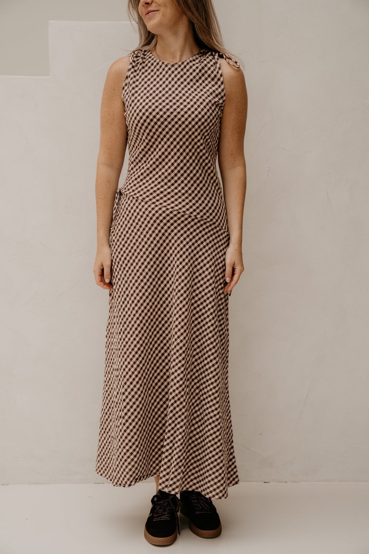 Saxton Check Dress Brown - Bij Keesje - Neo Noir - Jurk