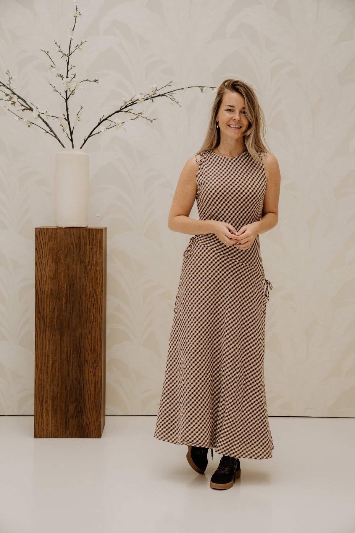 Saxton Check Dress Brown - Bij Keesje - Neo Noir - Jurk
