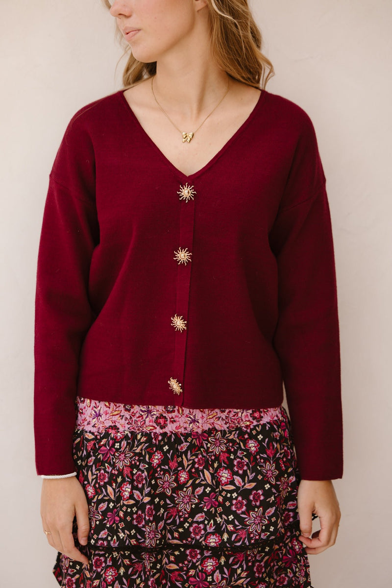 Selin cardigan bordeaux - Bij Keesje - Bij Keesje