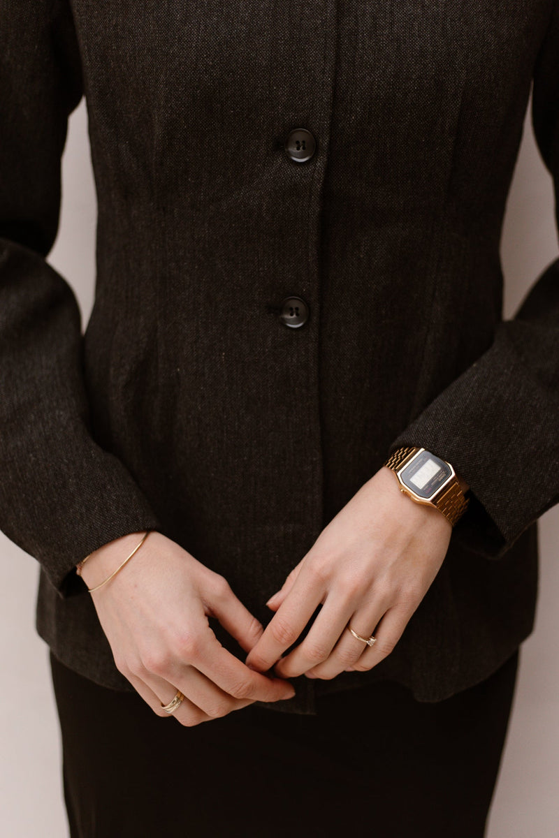 Senara Blazer Dark Grey Melange - Bij Keesje - Neo Noir