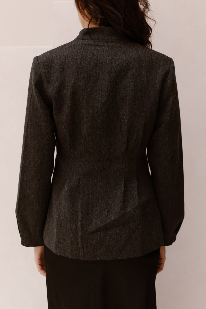 Senara Blazer Dark Grey Melange - Bij Keesje - Neo Noir