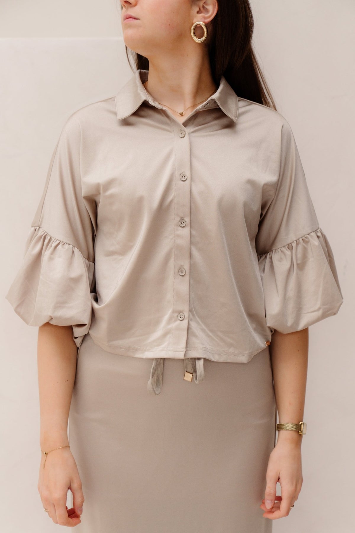 Senna blouse travel lurex champagne - Bij Keesje - Kimara - Blouse