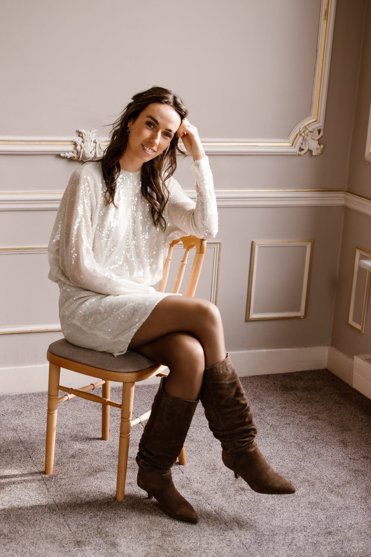 SerafinCC Sequin Dress champagne - Bij Keesje - Co'couture