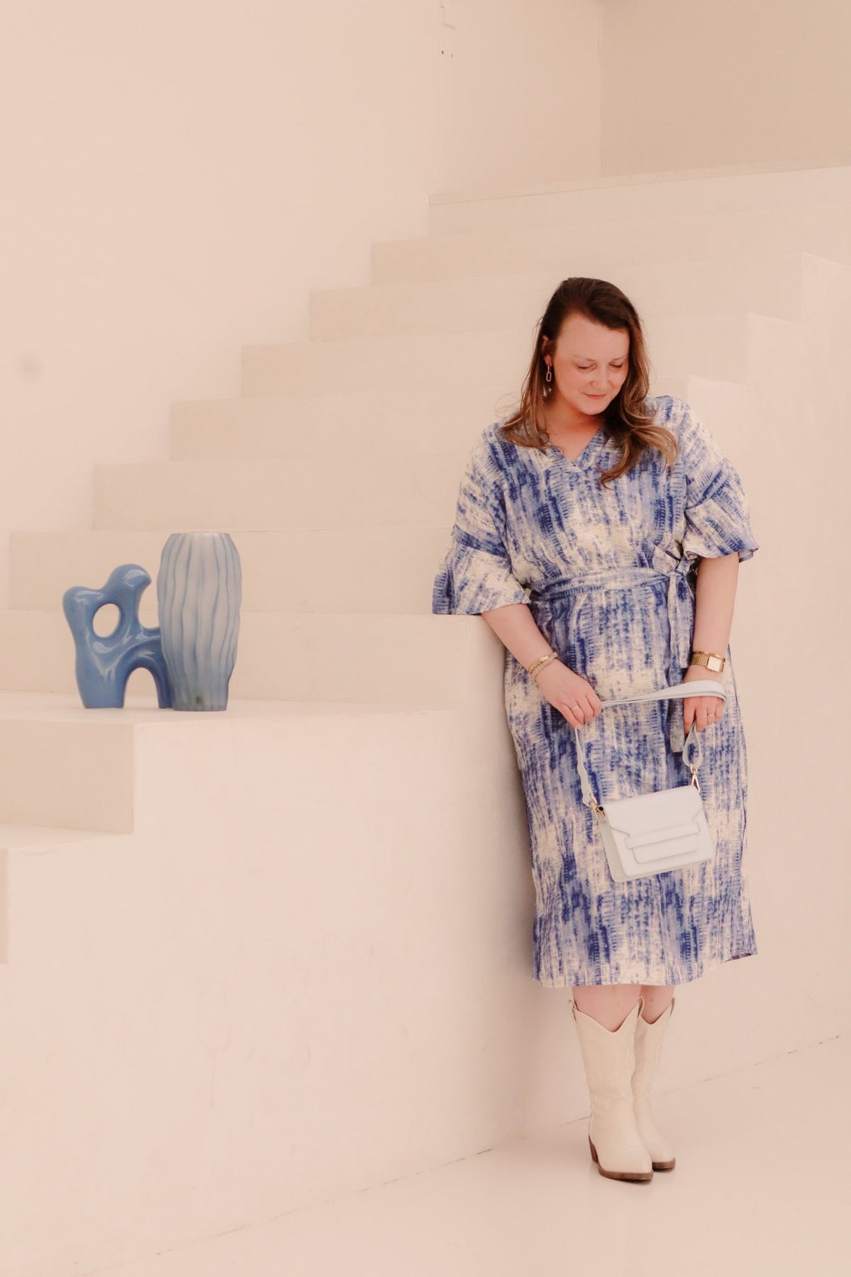 Seren Dress Offwhite/Dusty Blue - Bij Keesje - exxcellent - Jurk