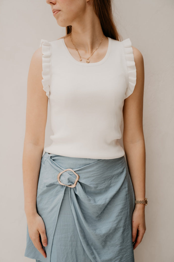 Serena ruffle top wit - Bij Keesje - Bij Keesje - Top