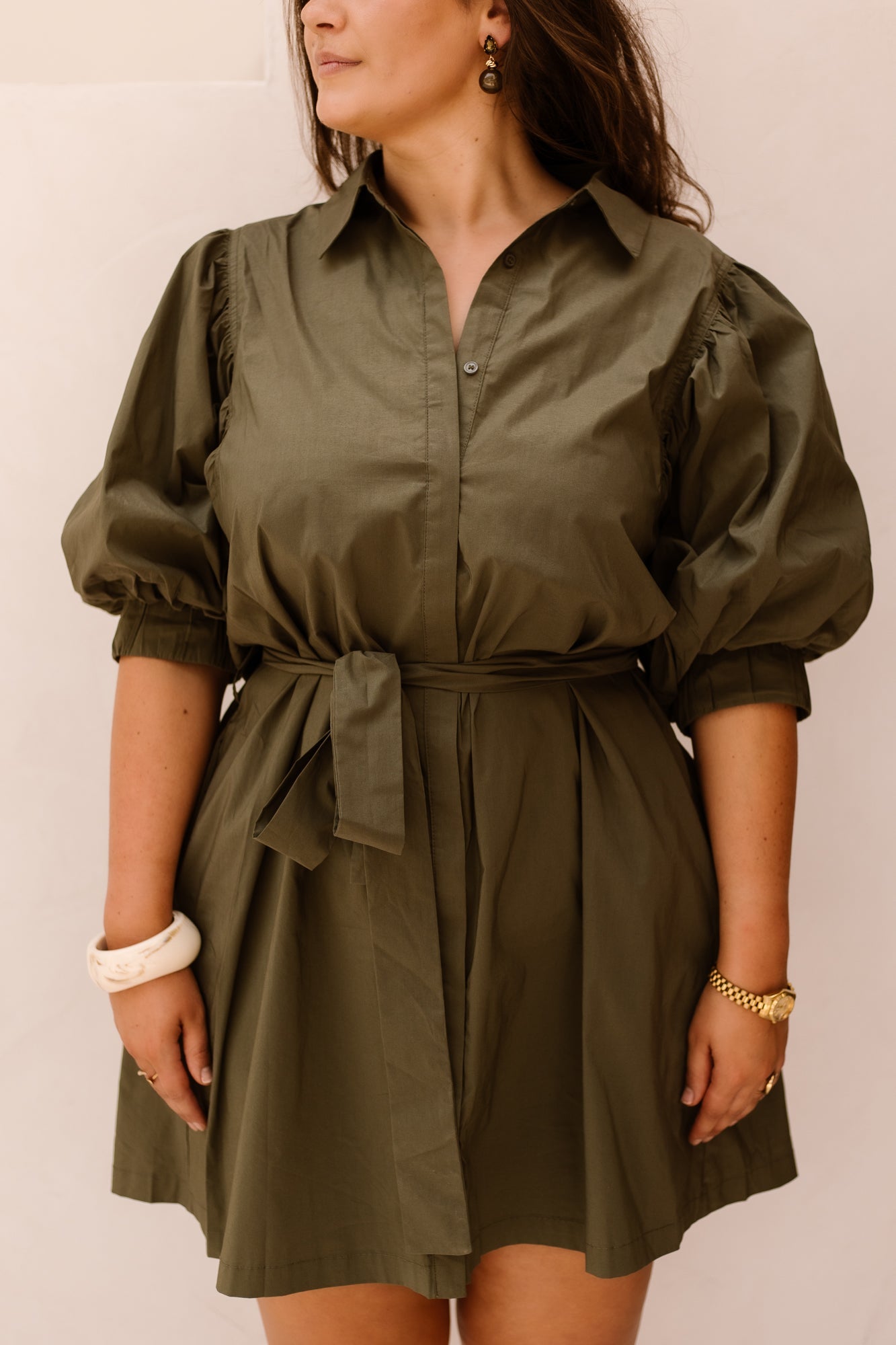 Serene poplin dress army - Bij Keesje - Neo Noir - Jurk