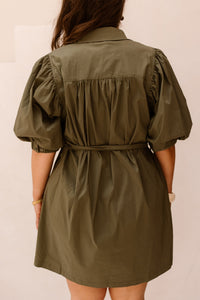 Serene poplin dress army - Bij Keesje - Neo Noir - Jurk