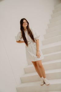 Serene slim stripes dress off white - Bij Keesje - Neo Noir - Jurk
