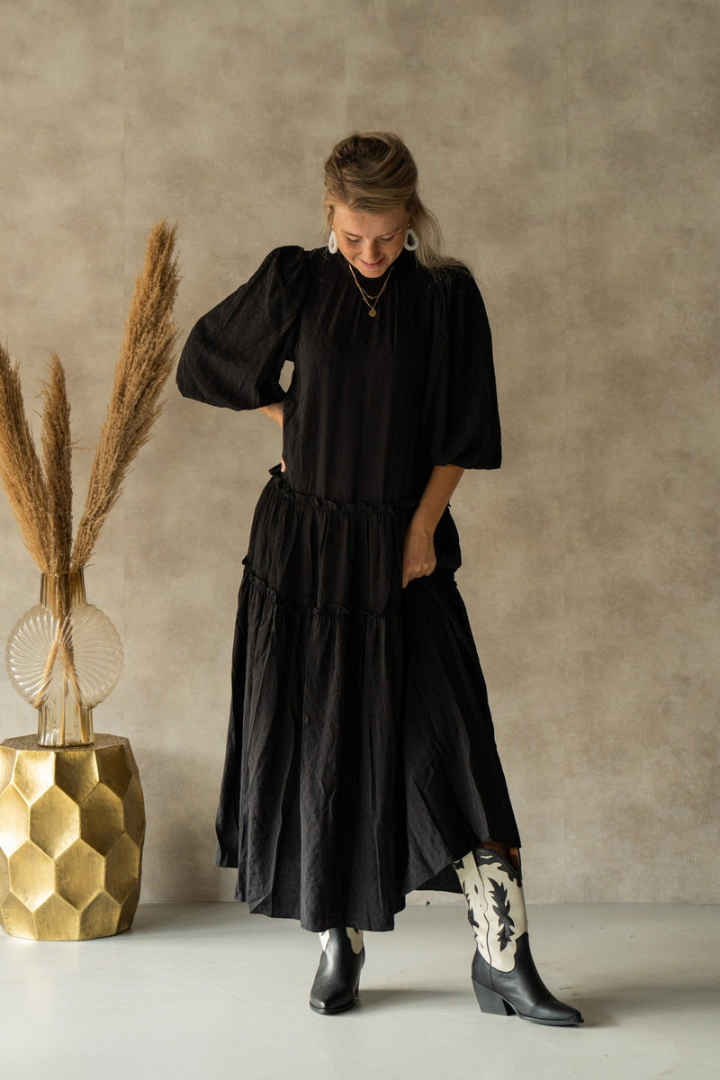 SheilaCC Frill dress black - Bij Keesje