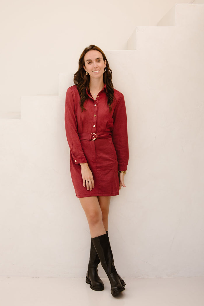 Shirley suede dress bordeaux - Bij Keesje - Bij Keesje