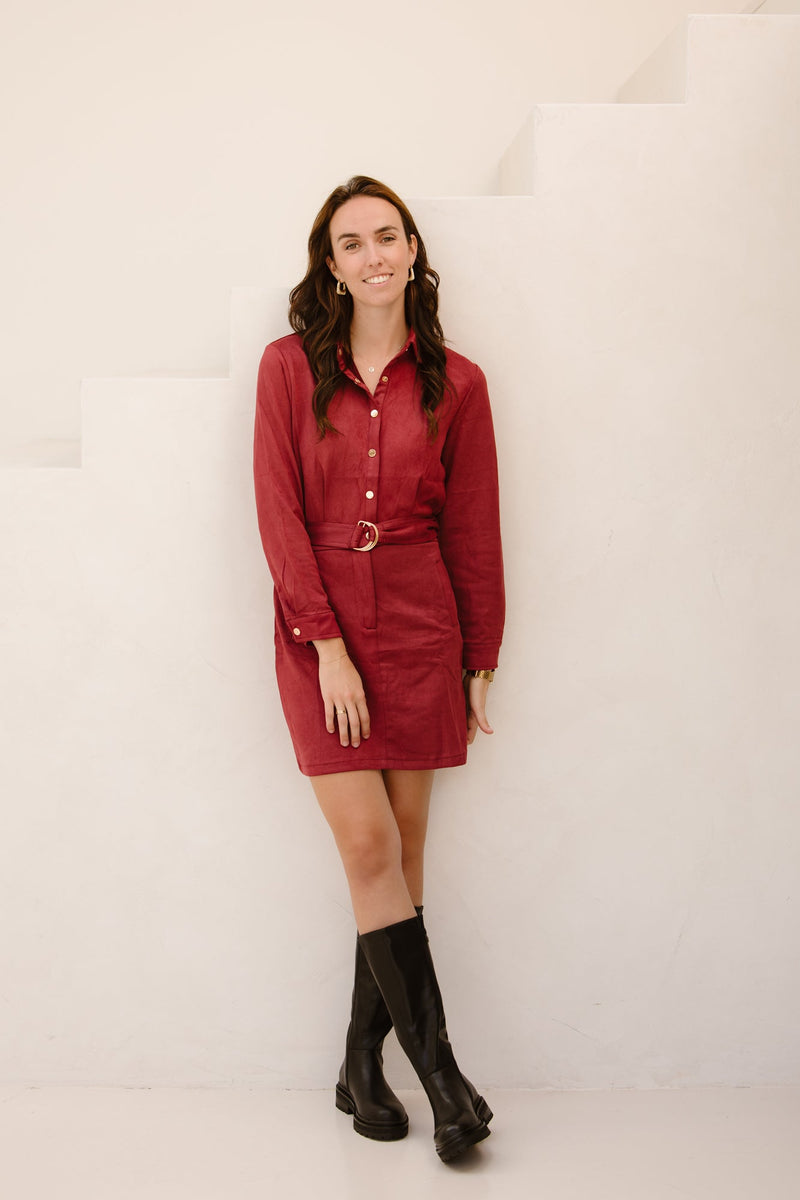 Shirley suede dress bordeaux - Bij Keesje - Bij Keesje