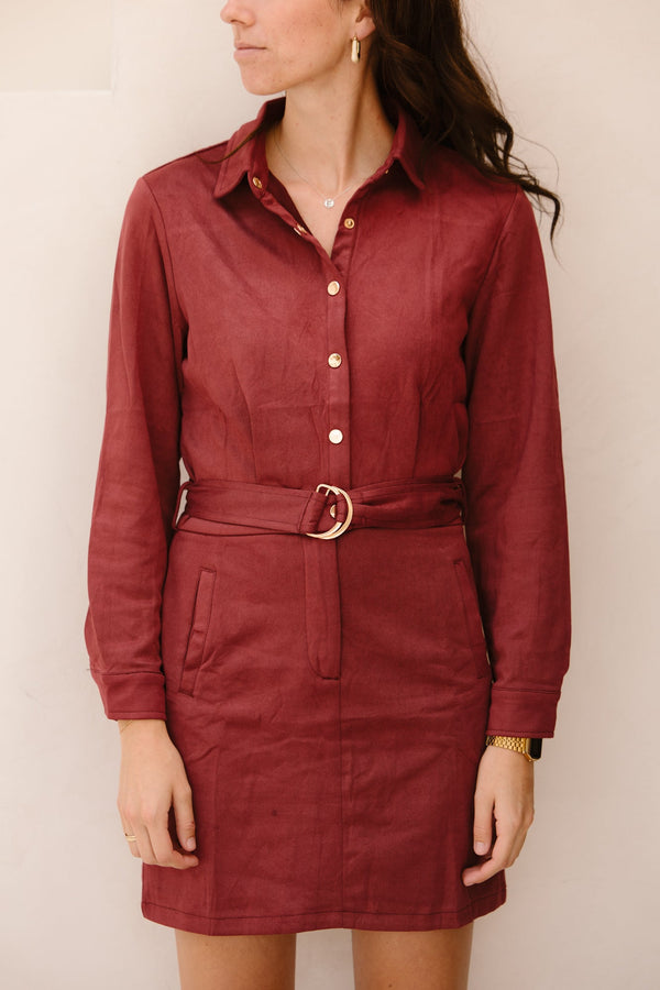 Shirley suede dress bordeaux - Bij Keesje - Bij Keesje