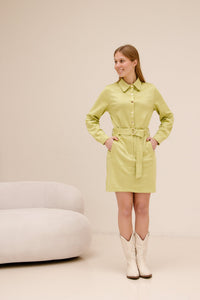Shirley suede dress lime - Bij Keesje - Bij Keesje - Jurk
