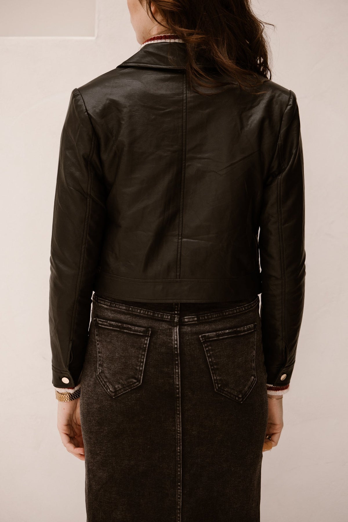 Short leatherlook jacket black - Bij Keesje - Bij Keesje