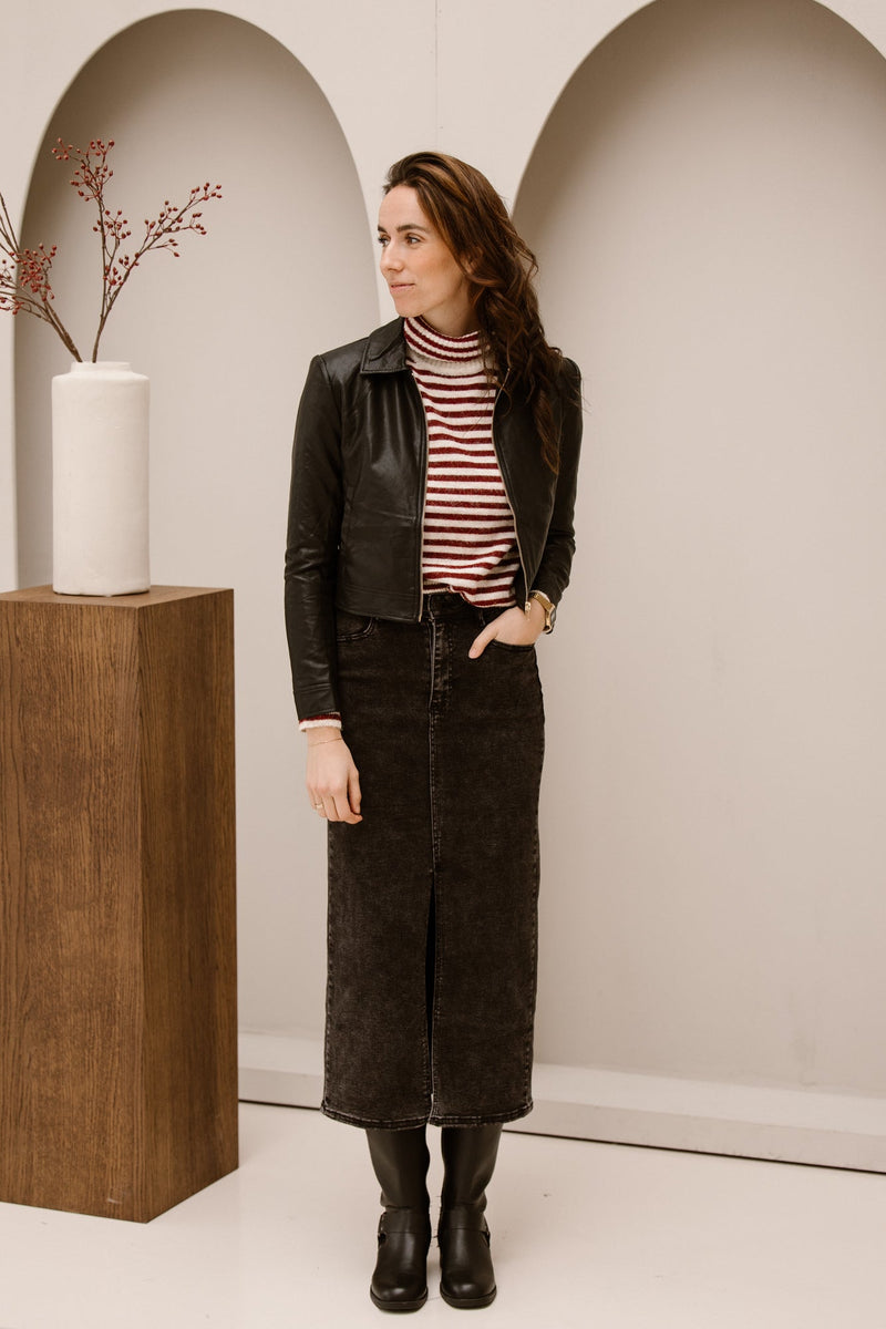 Short leatherlook jacket black - Bij Keesje - Bij Keesje