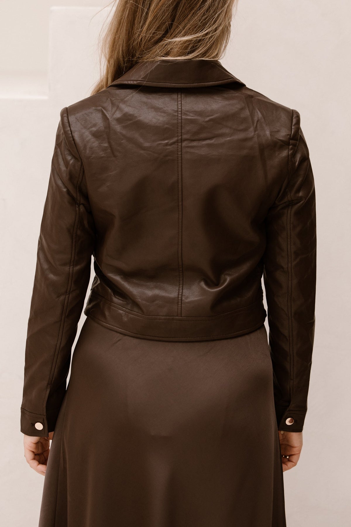 Short leatherlook jacket brown - Bij Keesje - Bij Keesje