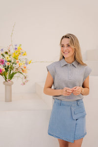 SidaCC polo top grey - Bij Keesje - Co'couture - Top