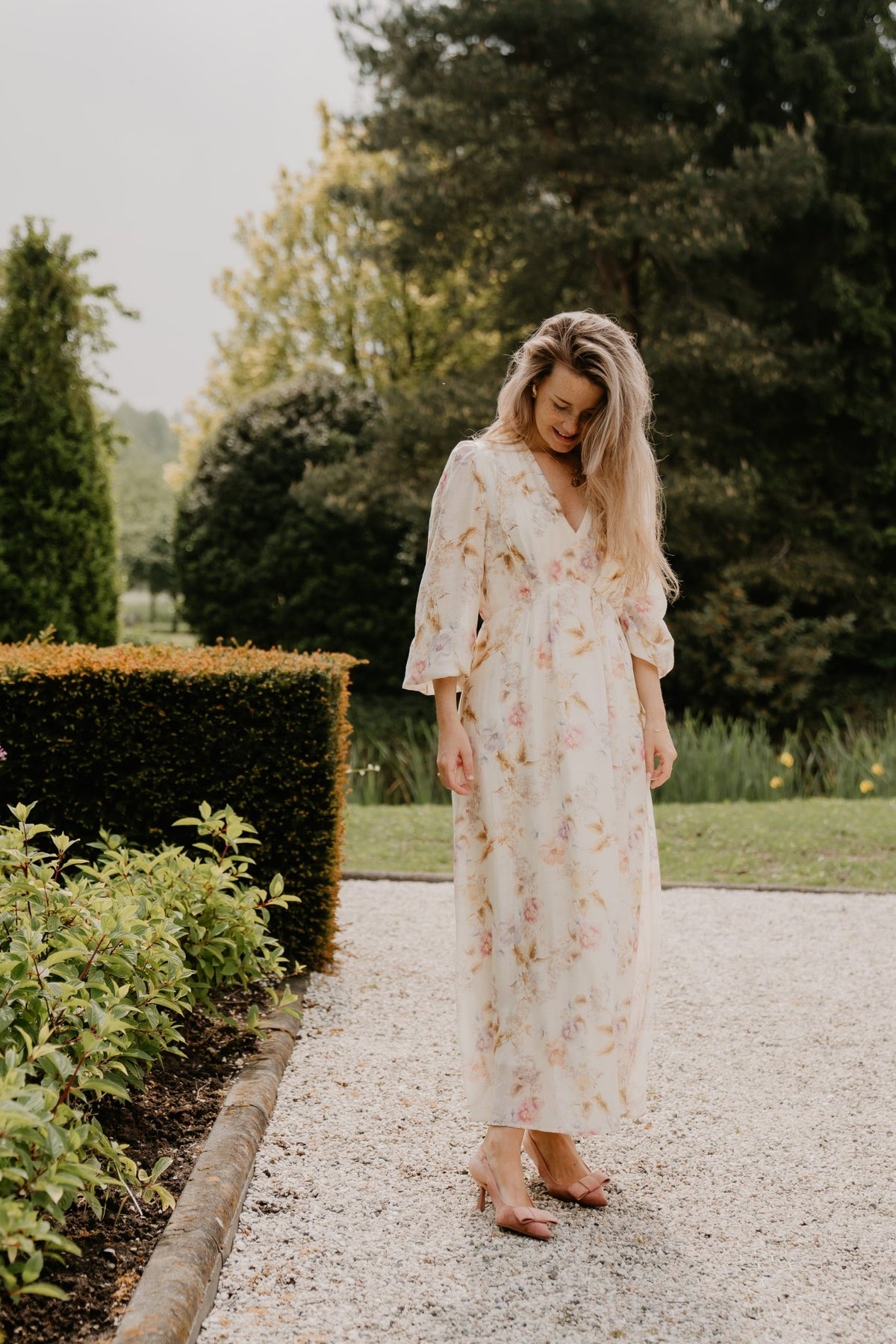 Silfi vintage flower dress off white - Bij Keesje - Neo Noir - jurk