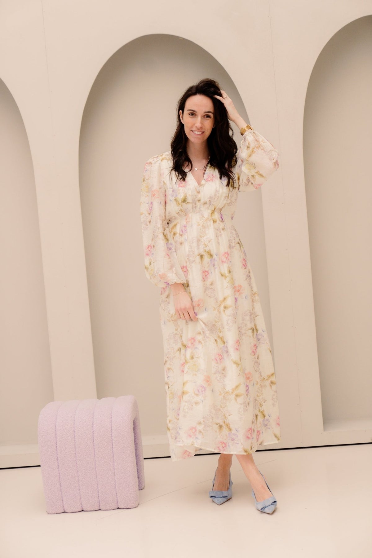 Silfi vintage flower dress off white - Bij Keesje - Neo Noir - jurk