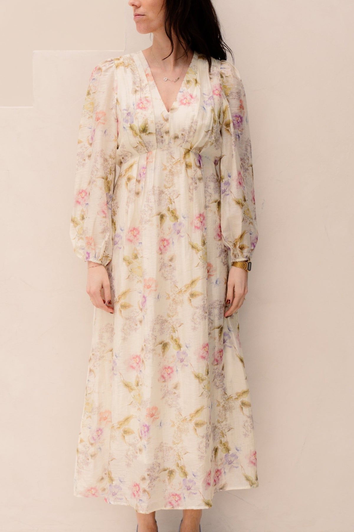 Silfi vintage flower dress off white - Bij Keesje - Neo Noir - jurk