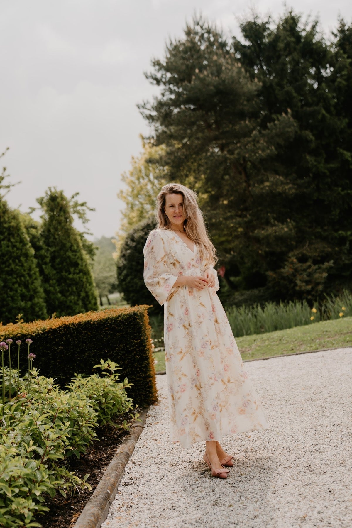 Silfi vintage flower dress off white - Bij Keesje - Neo Noir - jurk