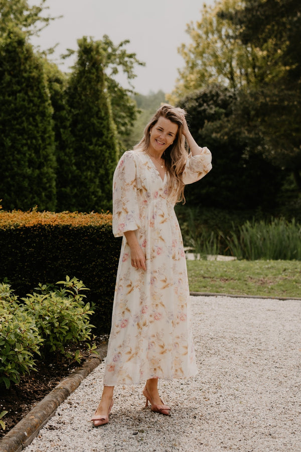 Silfi vintage flower dress off white - Bij Keesje - Neo Noir - jurk