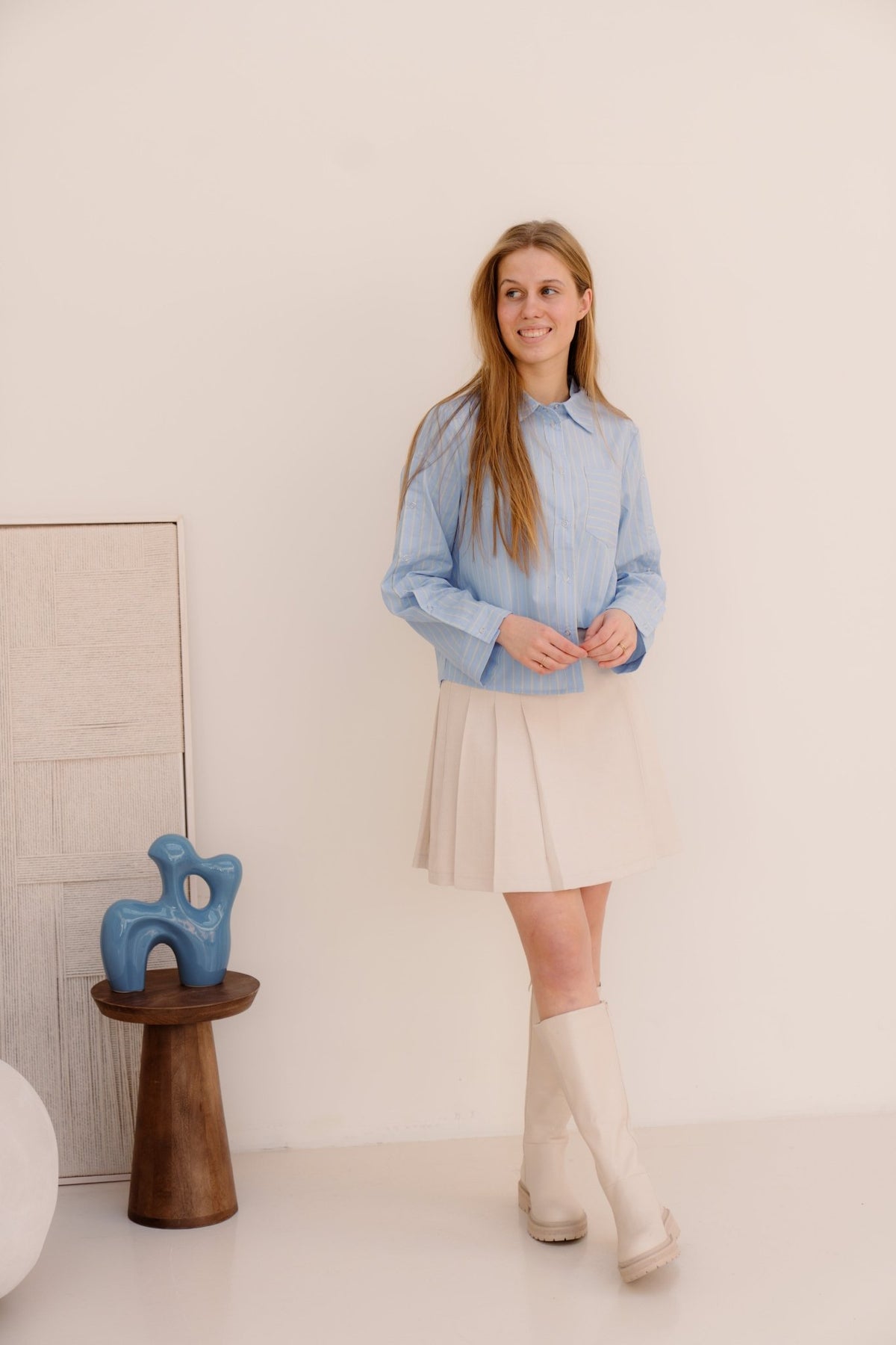 SimoCC Stripe Button Shirt Pale - Blue - Bij Keesje - Co'couture - Blouse