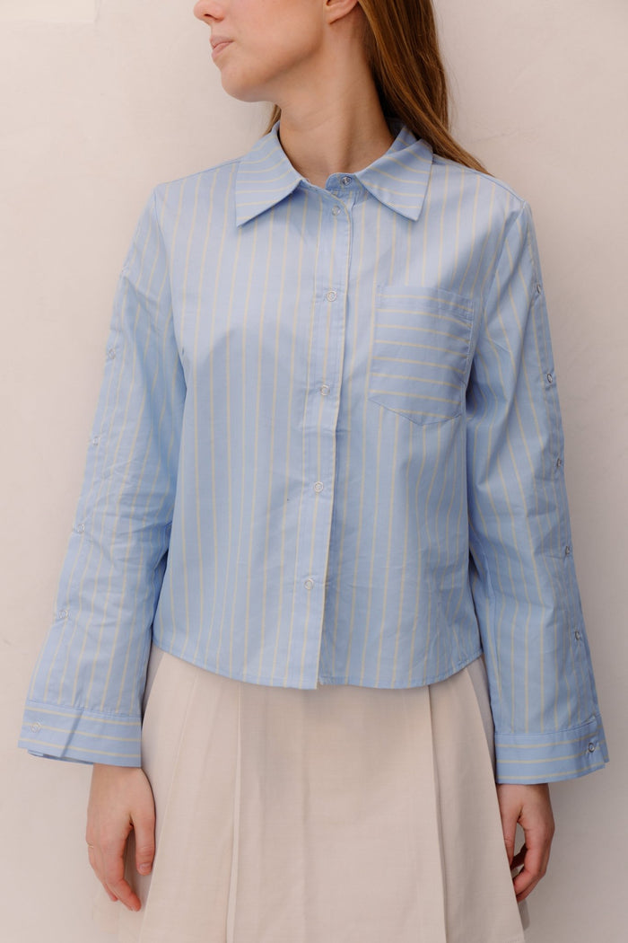 SimoCC Stripe Button Shirt Pale - Blue - Bij Keesje - Co'couture - Blouse