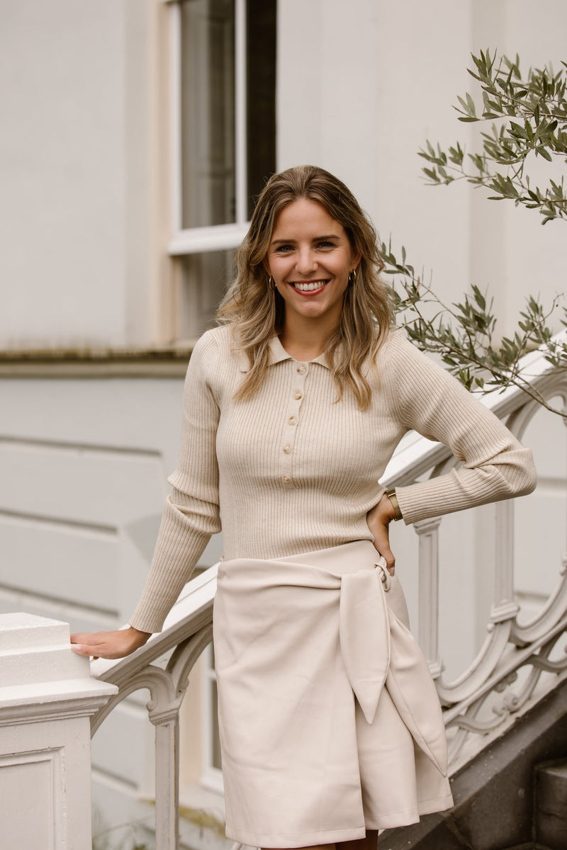 Simone leather skirt beige - Bij Keesje - Bij Keesje The Label