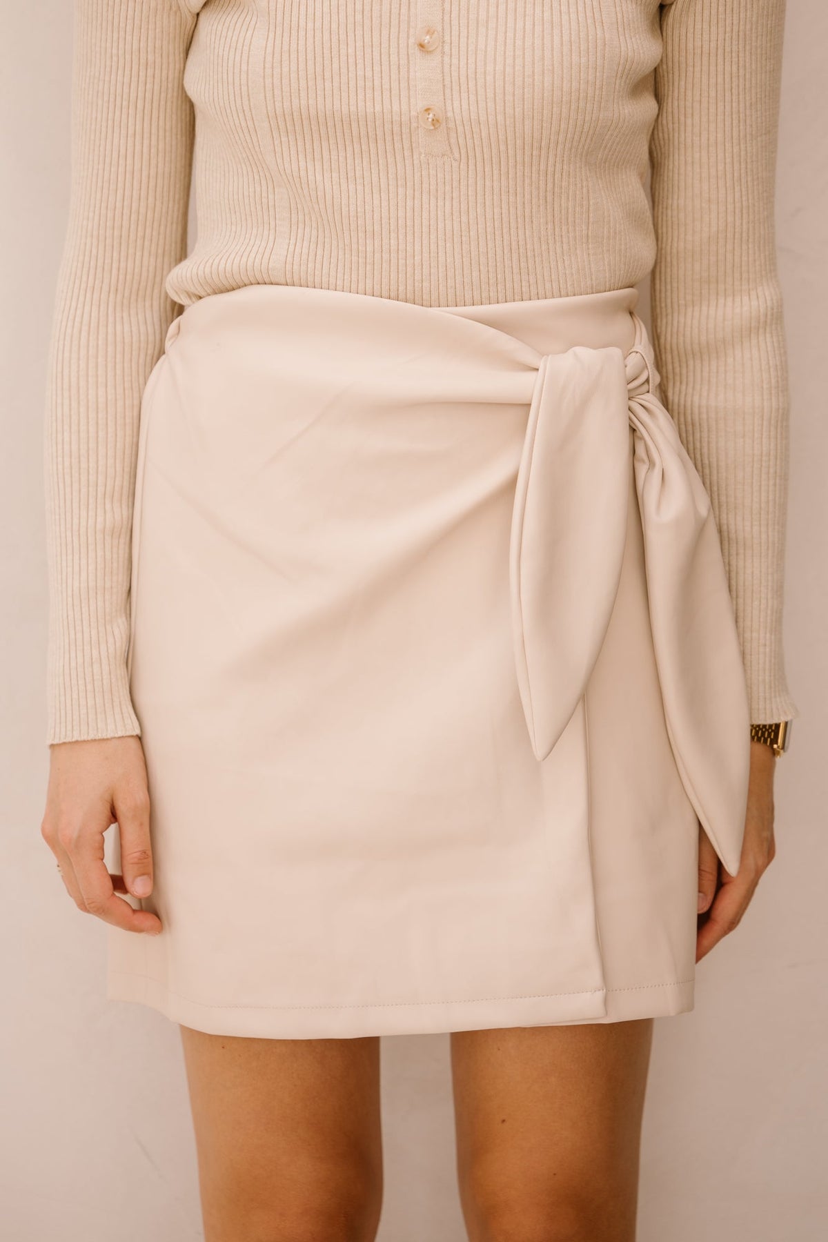 Simone leather skirt beige - Bij Keesje - Bij Keesje The Label