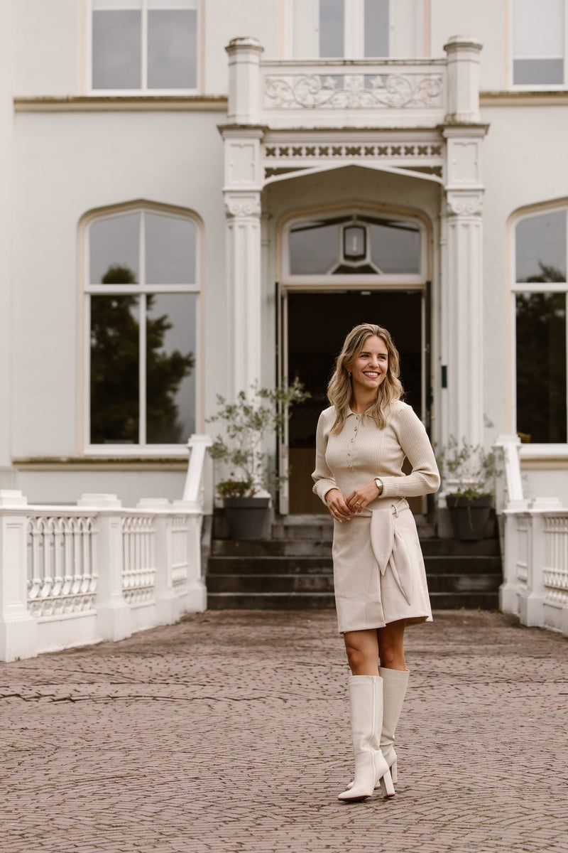 Simone leather skirt beige - Bij Keesje - Bij Keesje The Label